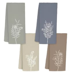 JINYO Minimalist Floral Hand Towels for Bathroom, Boho Neutral Botanical Decorative Towels for Kitchen Spa Guest Bathroom Decor, Wildflower Decor Dish Tea Towels, 16x24 Inch Set of 4