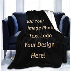 CAREFORM Custom Blanket with Photos Text Customized Blanket Personalized Flannel Throw Blankets for Christmas Halloween Fathers Mothers Adult Kid Birthday Valentines Day Gift(1 Photo,60x50 Inch)