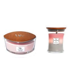 Woodwick Ellipse Scented Candle, Coastal Sunset, 16oz | Up to 50 Hours Burn Time & Shoreline Medium Hourglass Trilogy Candle, 9.7 oz.