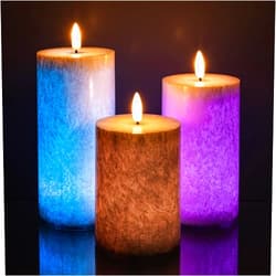 ANGELLOONG Color Changing Flameless Candles with Remote, Battery Operated Candles LED Candle with Timer, Real Wax Pillar Flickering Candles for Indoor Home Decor (Multicolor)