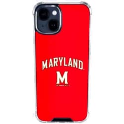 Skinit Clear Phone Case compatible with iPhone 15 - Officially Licensed University of Maryland Collegiate Text Red Design