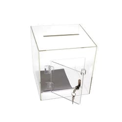 SOURCE ONE Sourceone.org USA Made Premium Clear Acrylic Ballot Box Donation Box Cube (12 Inch)