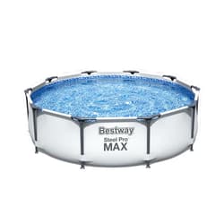 Bestway Steel Pro MAX 10 Foot x 30 Inch Round Metal Frame Above Ground Outdoor Backyard Swimming Pool Set with 330 GPH Filter Pump