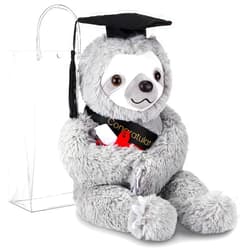 Hollowfly 2025 Graduation Gifts Plush Bear 10 Inch Stuffed Animal Signature for Class of 2025 Graduation Congratulations with Cap Plushies Bear with Clear PVC Bag for Students(Black,Sloth)