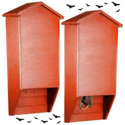 Wenqik 2 Pack Bat House for Outdoor for Tree Large Bat Box for Outside 2 Chamber Wood Bat House Kit 15.6 x 9 x 3.2 Inch Weatherproof Wooden Bat Shelter, Red Brown