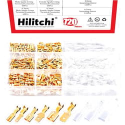 Hilitchi 720Pcs Gold Quick Splice Male and Female Wire Spade Connector Wire Crimp Terminal Block with Insulating Sleeve for Electrical Wiring Car Audio Speaker, 2.8mm 4.8mm 6.3mm Assortment Kit