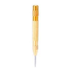 Tyenaza SemiAutomatic Center Punch, 5 inch Brass Spring Loaded Center Hole Punch Hand Tool with Adjustable Tension for Metal or Wood