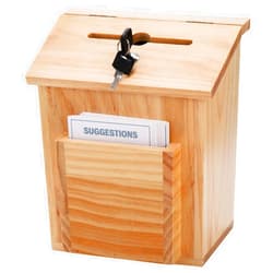 ZENFUN Wooden Suggestion Box with 50 Free Suggestion Cards, Natural Pinewood Ballot Comment Box Donation Box with Locking Hinged Lid for Countertop or Wall Mounted, 8.7'' x 5.8