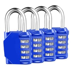 ZPLIUST Combination Lock, 4 Digit Combination Padlock Outdoor Waterproof Padlock for School Gym Locker, Sports Locker, Fence, Toolbox, Case, Hasp Storage Etc (Blue 4Pack)