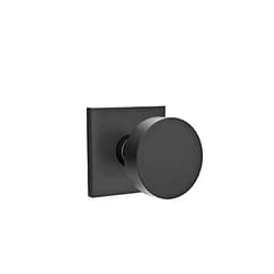 EMTEK Square Rosette Passage Set with Matching Finish Round Knob - Choice of 7 Finishes - 5110ROUUS19 - Flat Black (US19)