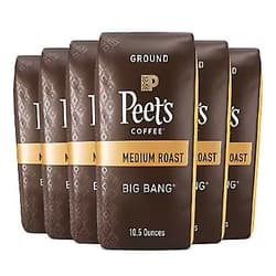 Peet's Coffee, Medium Roast Ground Coffee - Big Bang 63 Ounces (Six Bags of 10.5 Ounce)