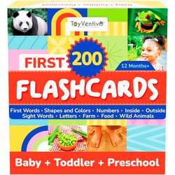 TOYVENTIVE First 200 Thick Toddler Flash Cards, 1 2 3 4 Year Old Letter, Number, Color, Animal, Baby Flash Cards Activities, Montessori Toys for Toddlers and Preschool, Toddler Learning Cards