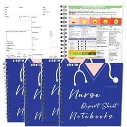 gisgfim 4Pads Nurse Report Sheet Notebooks Nurse Brain 5.5x5.5Inch Pocket Nurse Essential Report Spiral Notebook Nurse Accessories for Work Nursing School Clinical Essential for Nurses Nursing Student(Navy Blue)