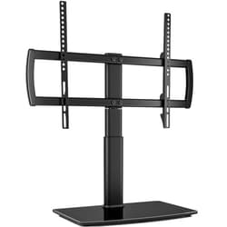 Hemudu Universal Swivel TV Stand/Base Table Top TV Stand 32 to 65 inch TVs 80 Degree Swivel, 4 Level Height Adjustable, Heavy Duty Tempered Glass Base, Holds up to 88lbs Screens, HT04B-002