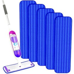 MANGOTIME Reusable Mop Pads Compatible with Swiffer PowerMop, Microfiber Mop Replacement Pads Refills Washable Wet Spray Mop Refills Floor Mop Heads for Hardwood Floor Cleaning, 5 Pack Blue