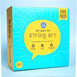 IEIDidactics Myskillshaala - DIY String Art Kit - Create Unique String Art with Wooden MDF Boards, Nails, Hammer, Colored Threads and Video Tutorials Included (Yellow & Blue)