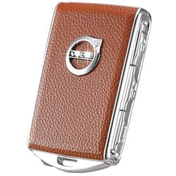 TOUPHY Car Key Fob Cover for Volvo XC90, XC60, XC40, S60, S90, V90, Zinc Alloy Frame Leather Surface