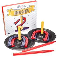 Crown Sporting Goods Deluxe Indoor and Outdoor Horseshoe Game Set | Outside Family Lawn Game for Kids and Adults | Safe Plastic Horseshoes Great for Backyard BBQs, Birthday Parties, Sports Tailgates (10 pcs.)