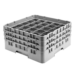 Cambro 25S638-151 6-7/8-Inch Camrack Polypropylene Stemware and Tumbler Glass Rack with 25 Compartments, Full, Soft Gray