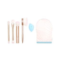 Real Techniques Endless Summer Makeup Brush Kit, Face Brushes, For Foundation, Powder, Highlight, Contour, & Bronzer, Inlcudes Tanning Mitt, Premium Quality, 6 Piece Set