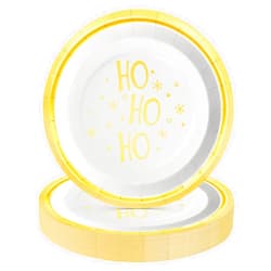 Horaldaily 40Pcs Christmas Paper Plates, Gold Foil Merry Christmas HO Plates for Party Birthday Holiday Dinner Event Disposable Tableware Supplies Decor, 9lnch