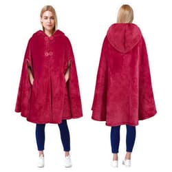Catalonia Women's Poncho Cape, Sherpa Fleece Cloak Coat, Snuggly Hooded Wearable Blanket, Gift Idea for Adults and Teen Girls