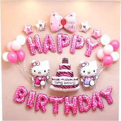HANJIEJIE Kitty Birthday Decorations Party Supplies | Cute Pink Party Supplies Balloons Banner | Colorful Party Decor for Girls and Toddlers