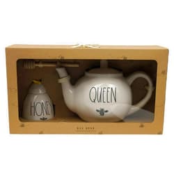 Rae Dunn Queen Bee Teapot with Honey Bee Pot with Stir Stick Gift Set