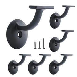 HOME MASTER HARDWARE Hand Rail Bracket, Heavy Duty Stair Support for Home or Office Stairways Handrail, Matte Black 6 Pack