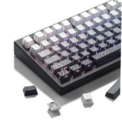 dagaladoo White/Grey Topographic keycap Sets Line Backlit Gradient keycaps Shine Through Keyboard Keys Side Printed Key caps Cherry Profile for 61/64/66/68/71/75/84/87 Mechanical Keyboards