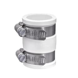 Fernco 1056-100 1-in. Flexible PVC Pipe Coupling for Plastic and Copper Plumbing Connections in White