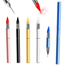WOKOTO 5 PCS Rhinestone Picker Tools, Dual-Ended Wax Pencil And Dotting Pen For Rhinestones Gems Crystals Studs Picker Wax Pencil Pen Manicure Nail Art Diy Decoration Tool Rhinestone Pen Tool