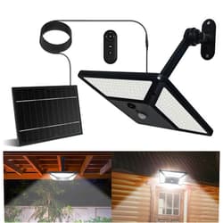 KARLIOBE New Solar Light Indoor Outdoor 320 LED 3000LM Solar Shed Light 4000 MHA Solar Pendant Light IP65 Waterproof with 10 Modes/Motion Sensor/Remote Control for Barn Patio Chicken Coop Gazebo Garage