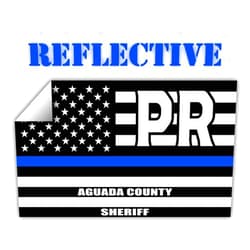 STICKER FRENZY Reflective Aguada County Puerto Rico PR Thin Blue Line Stealthy Old Glory USA Flag | Honoring Law Enforcement Officers Sheriffs | County State Decal Bumper Sticker 3M Vinyl 3