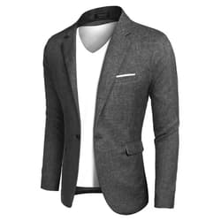 COOFANDY Men Blazer Slim Fit Casual One Button Sport Coats Lightweight Suit Jacket (Black M)