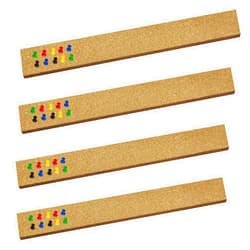 Runloon Cork Bulletin Board,4 Pcs Rectangular Frameless Multipurpose Cork Batten Strips for Office, School,Home Memo or Decoration, 2x15 inches,with 35 Pushpins Cork Board Strips for Walls Self Adhesive