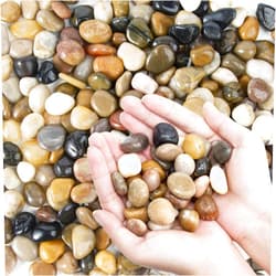 OUPENG Pebbles Polished Gravel, Natural Polished Mixed Color Stones, Small Decorative River Rock Stones 2 Pounds (32-Oz)