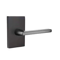 Emtek Privacy Set, Modern Rectangular Rosette, Helios Lever, Flat Black, RH