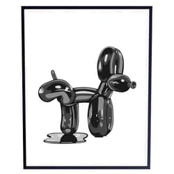 YELLOWBIRD ART & DESIGN Black Bathroom Wall Decor for Men - funny small Bathroom Signs - Modern Bathroom Pictures - Balloon Dog Pop art - Retro Minimalist Decor - 70s Trendy Funky Dorm Decorations - Black and White Wall Art