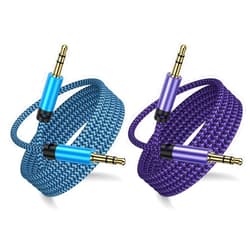 Ououdee 3.5mm Audio Cable,5FT 2Pack Aux Cord 3.5 mm Male to Male Car Stereo Jack Cord TRS Auxiliary Audio Cable Hi-Fi Sound Headphone Braided Cable for Samsung, iPhone,iPad,Home Stereos,Speakers,Tablets