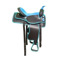Y&Z Enterprises Western Barrel Racing Horse Saddle Synthetic with Tack Set (Headstall Breastplate Rein) and Saddle Pad Available Seat Size 12