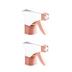 DOMPEL Trigger Sprayers valves, color salmon, thread 28/410, made with stainless steel springs and glass balls, with spray and stream Model 101D. (Spray heads only, bottles not included) (2)