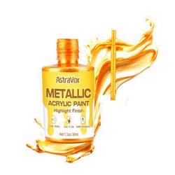 AstraVox Gold Acrylic Paint Metallic, 30ml Gold Leaf Paint Built-in Brush for Metal, Wood, Canvas, Arts and Crafts, Home & Wall Decor, Strong Coverage, Lasting Brilliance, Waterproof