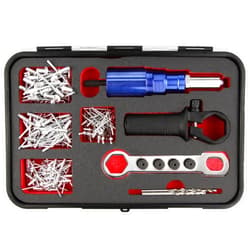 Wesleydrill Rivet Gun Adapter Kit,Professional Riveting Insert Nut Hand Tool Kit,2.4/3.2/4.0/4.8mm Diameter Rivet Head, Aluminum Housing, Fit for Cordless Drill,Sheet Metal Work