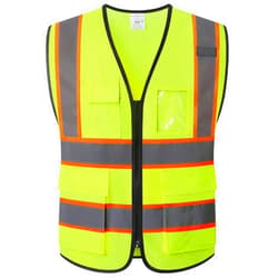 Ekkosafety Reflective Mesh Safety Vest for Men Women with 5 Pockets and Zipper Front High Visibility Mesh Vest Hi Vis Construction Work Vest,Meets ANSI/ISEA Standards(EK175-Yellow-L)