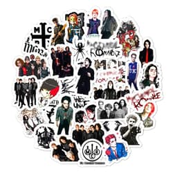 BulbaCraft MCR Stickers - Rock Band Stickers for Adults, 36 Pieces of Strong Adhesive and Waterproof Stickers, Guitar Decals and Laptop Stickers for Teens