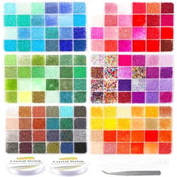 EuTengHao 57600pcs 2mm Glass Seed Beads Small Craft Beads for DIY Bracelet Necklaces Crafting Jewelry Making Supplies with Beading Needles Elastic Strings (144 Colors, 400Pcs Per Color)