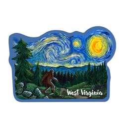 Lantern Press Sticker West Virginia, Starry Night, Bigfoot Die Cut Vinyl, (Waterproof Decal for Cars, Water Bottles, Laptops, Coolers), Small