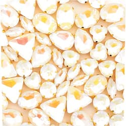 TANOSII Sew on Rhinestones 60 PCS Mixed Shapes Glass Rhinestones Sew on Crystal Gems Mental Flatback with Golden Claw for Jewelry Crafts Clothes Shoes Costume Garment White