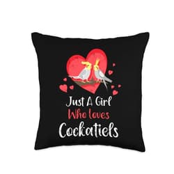 Cockatiel Bird Lovers Girl Pet Parrot Cockatoo Just A Girl Who Loves Cockatiels Cockatoo Bird Parrot Lover Throw Pillow, 16x16, Multicolor